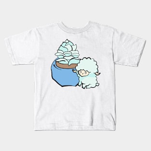 Succulent Sheep - Blue Kids T-Shirt